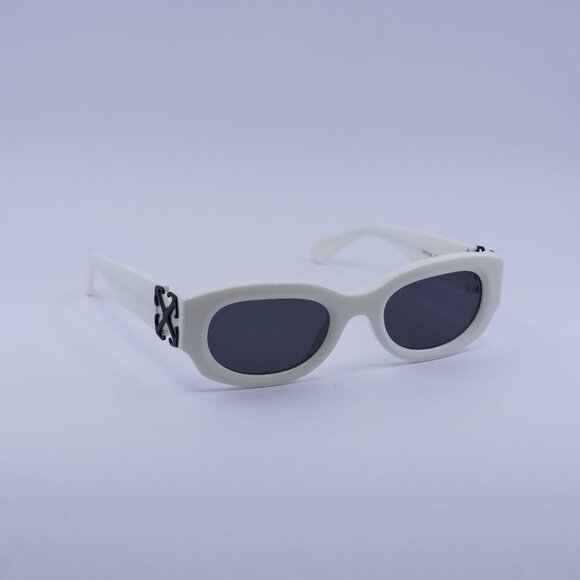 Off-White OERI14E PALMER 0107 Sunglasses White Oval Frame, Grey Lenses - Picture 1 of 11